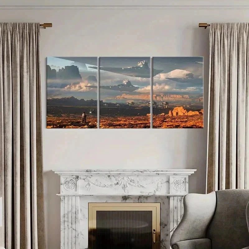 3pcs Classic Science Fiction Movie Wall Art Set Canvas Framed 40x60cm - High Quality Print 100% Australian Made Wall Canvas Ready to Hang