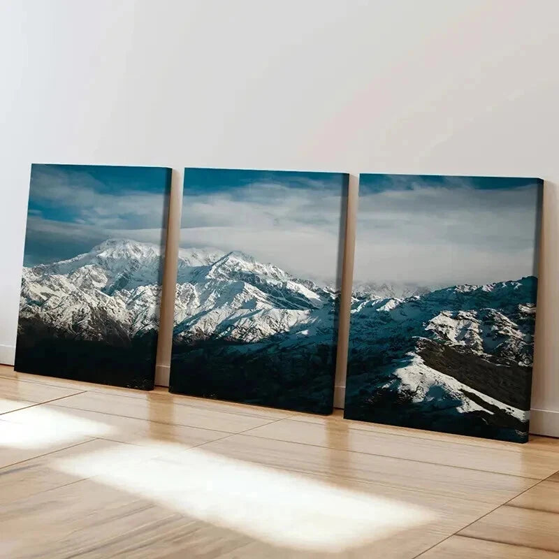 3pcs Snow Mountains on an Ocean Scenery Wall Art Set Canvas Framed 40x60cm - High Quality Print 100% Australian Made Wall Canvas Ready to Hang