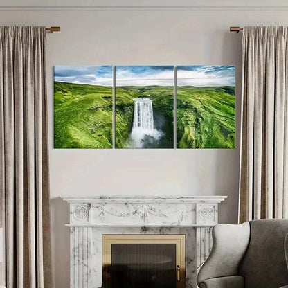 3pcs Waterfall & Natural Green Landscape Wall Art Set Canvas Framed 40x60cm - High Quality Print 100% Australian Made Wall Canvas Ready to Hang
