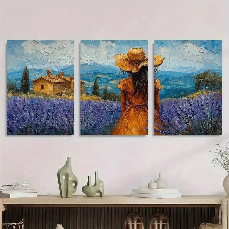 3pcs Tuscany Little Girl Artwork Small Perfect Wall Art Set Canvas Framed 40x60cm - High Quality Print 100% Australian Made Wall Canvas Ready to Hang