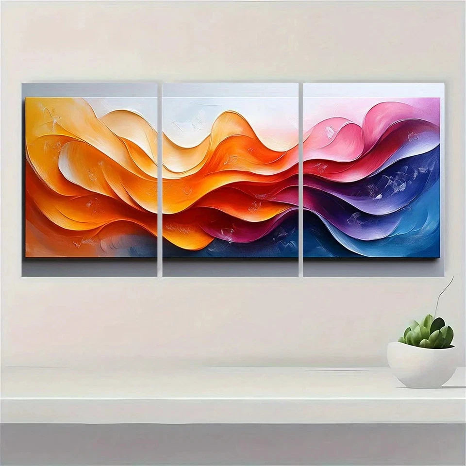 3pcs Abstract Ribbons Modern Classics Metal Print Ready to Hang Art