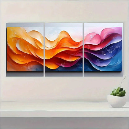 3pcs Abstract Ribbons Modern Classics Metal Print Ready to Hang Art