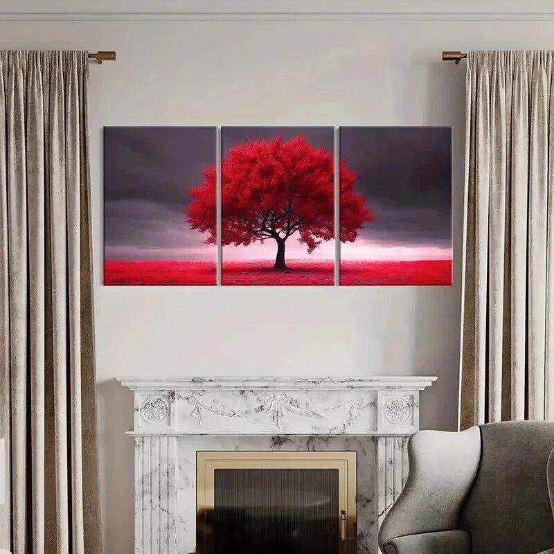 3pcs Natural Landscape Art Red Trees Wall Art Set Canvas Framed 40x60cm - High Quality Print 100% Australian Made Wall Canvas Ready to Hang