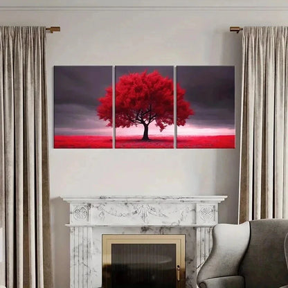 3pcs Natural Landscape Art Red Trees Wall Art Set Canvas Framed 40x60cm - High Quality Print 100% Australian Made Wall Canvas Ready to Hang