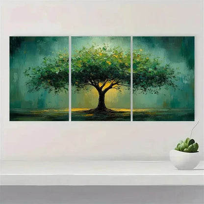 3pcs Emerald Green Tree ArtworK TU Wall Art Set Canvas Unframed - High Quality Print 100% Australian Made Wall Canvas