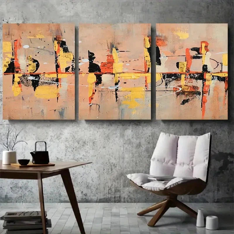 3pcs Modern Abstract Geometric Metal Print Ready to Hang Art