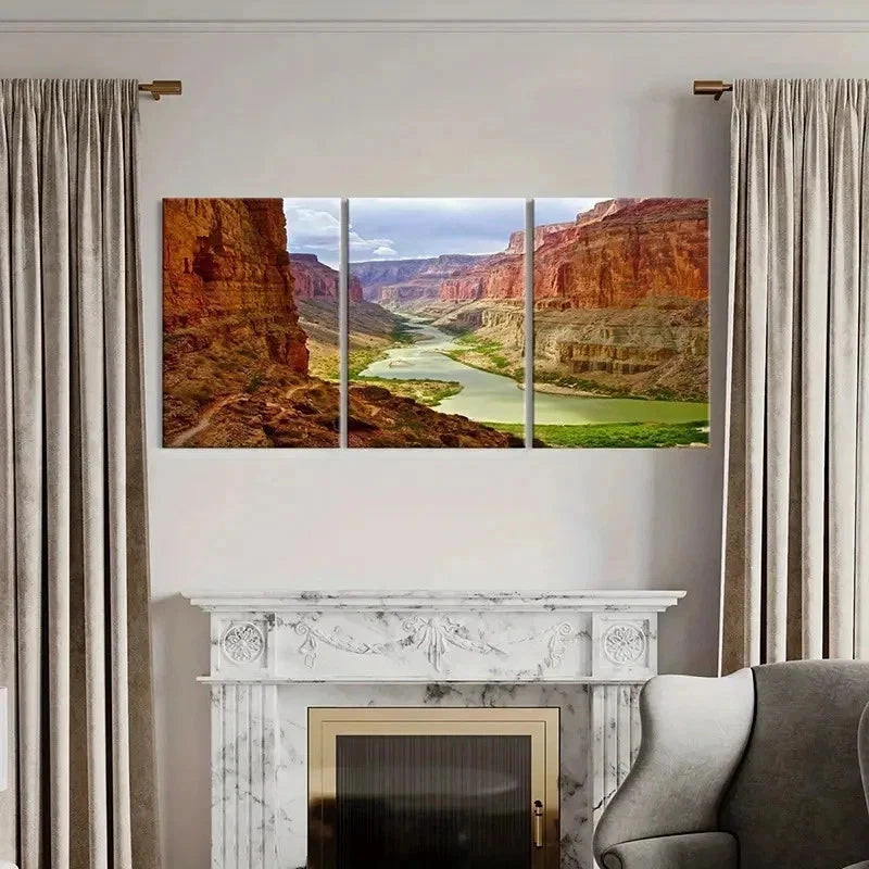 3pcs Grand Canyon & River Nature Landscape Wall Art Set Canvas Framed 40x60cm - High Quality Print 100% Australian Made Wall Canvas Ready to Hang