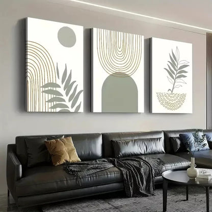 3pcs Bohemian Modern Minimalist Botanical Plant Wall Art Set Canvas Framed 50x70cm - High Quality Print 100% Australian Made Wall Canvas Ready to Hang