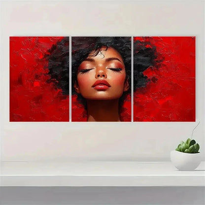3pcs Red & Black Modern Elegant Perfect Wall Art Set Canvas Framed 40x60cm - High Quality Print 100% Australian Made Wall Canvas Ready to Hang