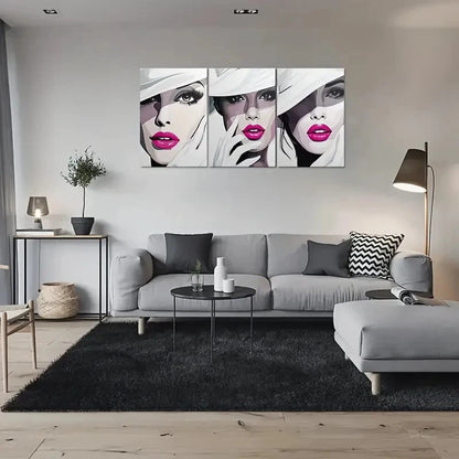 3pcs Abstract White Hats and Gloves Metal Print Ready to Hang Art