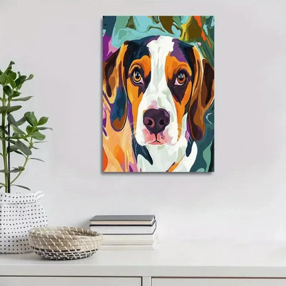 Contemporary Abstract Beagle Dog Painting 40x60cm Metal Print Ready to Hang