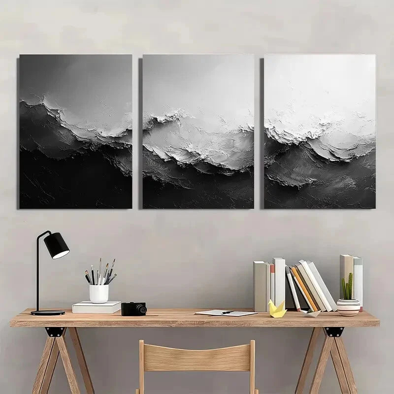 3pcs Black and White Minimalist Art Metal Print Ready to Hang Art