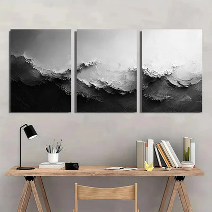 3pcs Black and White Minimalist Art Metal Print Ready to Hang Art