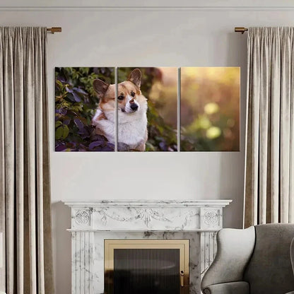 3pcs Corgi Dog Puppy Near a Bush Scenery Wall Art Set Canvas Framed 40x60cm - High Quality Print 100% Australian Made Wall Canvas Ready to Hang