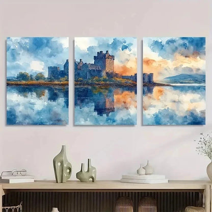 3pcs Dungaree Castle & Kinnara Castle Perfect Wall Art Set Canvas Framed 40x60cm - High Quality Print 100% Australian Made Wall Canvas Ready to Hang