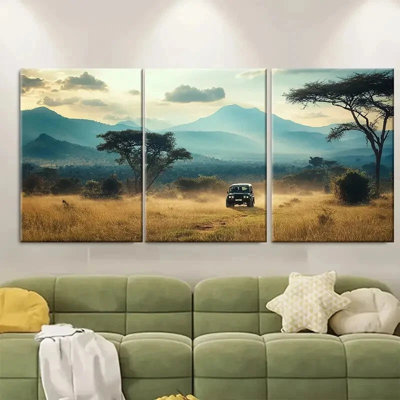 3pcs Uganda Safari Adventure Unique Metal Print Ready to Hang Art