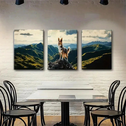 3pcs Majestic Dog Mountain Landscape Perfect Wall Art Set Canvas Framed 40x60cm - High Quality Print 100% Australian Made Wall Canvas Ready to Hang