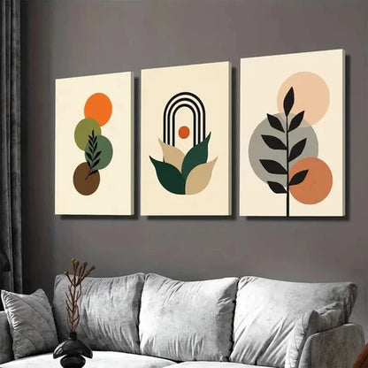 3pcs Boho Style Colorful Geometric & Botanical Wall Art Set Canvas Unframed - High Quality Print 100% Australian Made Wall Canvas