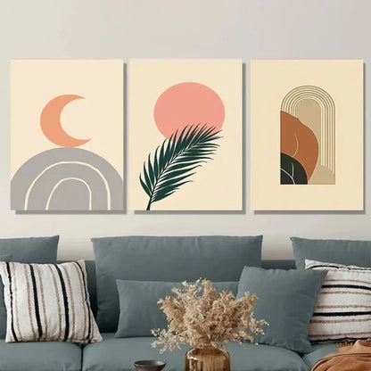 3pcs Abstract Modern Boho Green Wall Art Set Canvas Unframed - High Quality Print 100% Australian Made Wall Canvas
