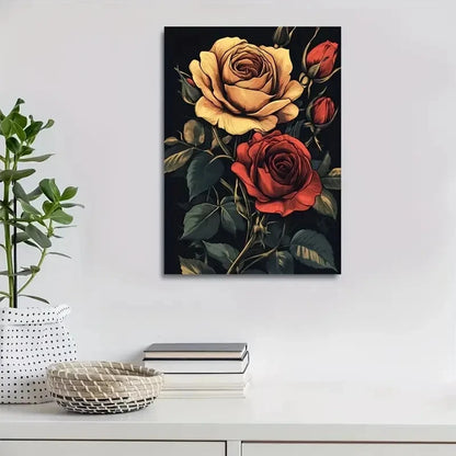 Vibrant Roses Colorful Painting 40x60cm Metal Print Ready to Hang