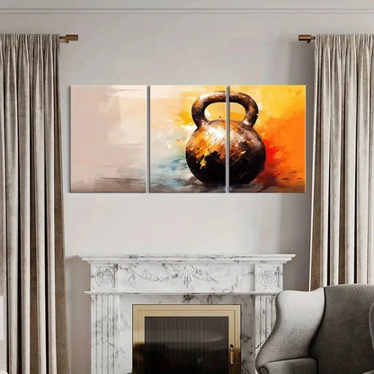 3pcs Kettlebells Abstract Paintings Bright Colors Metal Print Ready to Hang Art