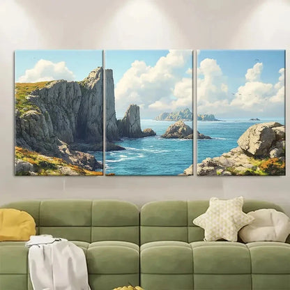 3pcs Cornwall Inspired Scenic Landscape Metal Print Ready to Hang Art