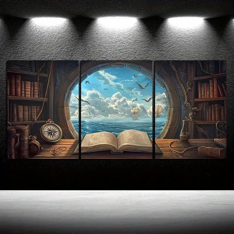 3pcs Clouds Outside The Window White Clouds Metal Print Ready to Hang Art