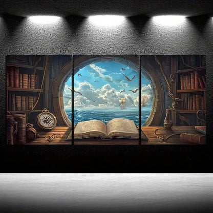 3pcs Clouds Outside The Window White Clouds Metal Print Ready to Hang Art