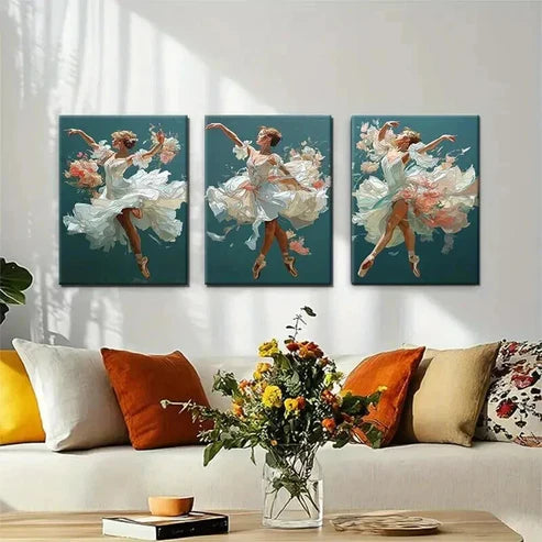 3pcs Elegant Ballet Dance Graceful Perfect Wall Art Set Canvas Unframed - High Quality Print 100% Australian Made Wall Canvas