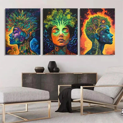 3pcs Mystical Tree of Life and Human Perfect Wall Art Set Canvas Framed 40x60cm - High Quality Print 100% Australian Made Wall Canvas Ready to Hang