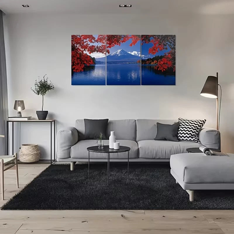 3pcs Mount Fuji Wall Art Set Canvas Framed 50x70cm – High Quality Print, 100% Australian Made, Ready to Hang