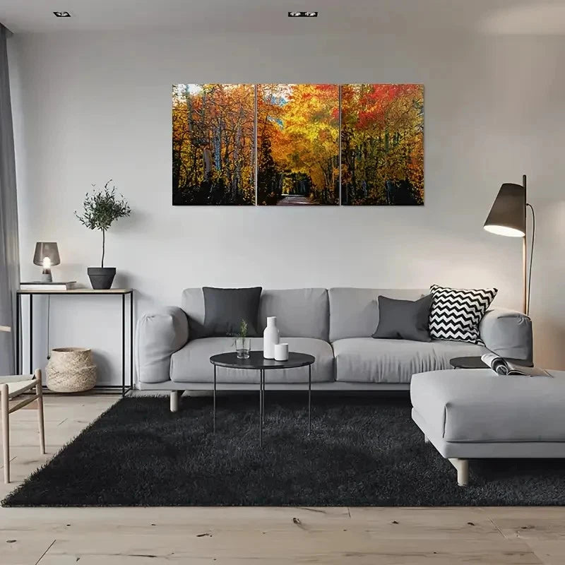 3pcs Autumn Forest Pathway Nature Wall Art Set Canvas Framed 40x60cm - High Quality Print 100% Australian Made Wall Canvas Ready to Hang