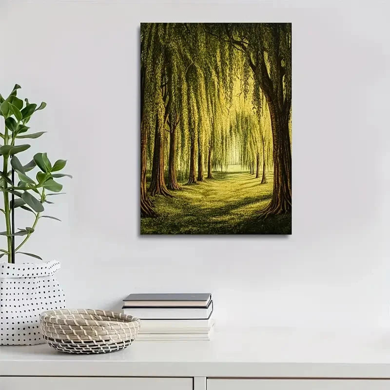 Beautiful Flourishing Willow Forest Serene Green 40x60cm Metal Print Ready to Hang
