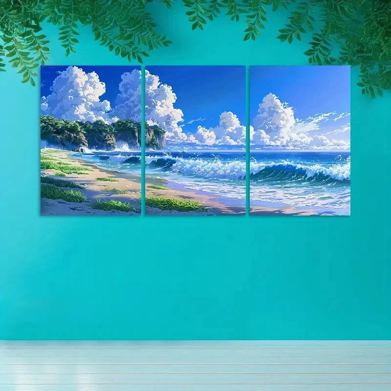3pcs Lucky Bay Beach Scene in Australia Wall Art Set Canvas Framed 60x90cm - High Quality Print 100% Australian Made Wall Canvas Ready to Hang