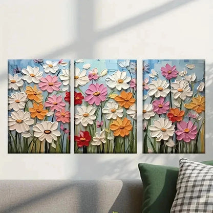 3pcs White Pink & Yellow Flowers Wall Art Set Canvas Framed 40x60cm - High Quality Print 100% Australian Made Wall Canvas Ready to Hang