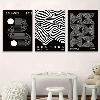 3pcs Bauhaus Geometric Theme Metal Print Ready to Hang Art