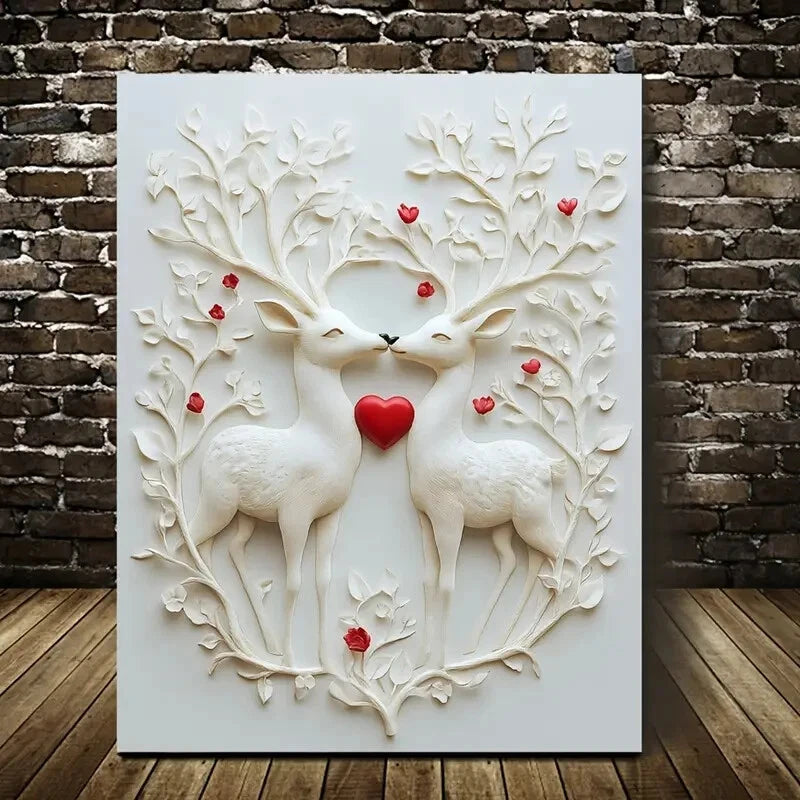 Beautiful Featuring a Romantic Deer Scene 40x60cm Metal Print Ready to Hang