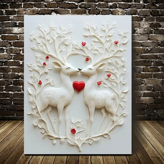 Beautiful Featuring a Romantic Deer Scene 40x60cm Metal Print Ready to Hang