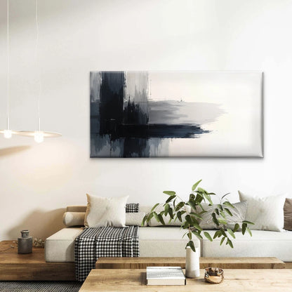 Minimalist Grey Black Abstract Wall Art Canvas Office Home Room Framed 120x60cm