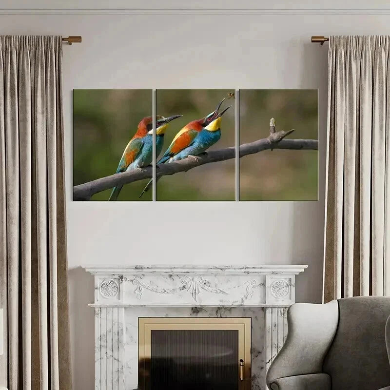3pcs Bird On A Branch Animal Painting Wall Art Set Canvas Framed 40x60cm - High Quality Print 100% Australian Made Wall Canvas Ready to Hang