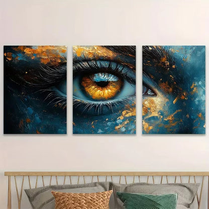 3pcs Vibrant Abstract Eye of Nature Metal Print Ready to Hang Art