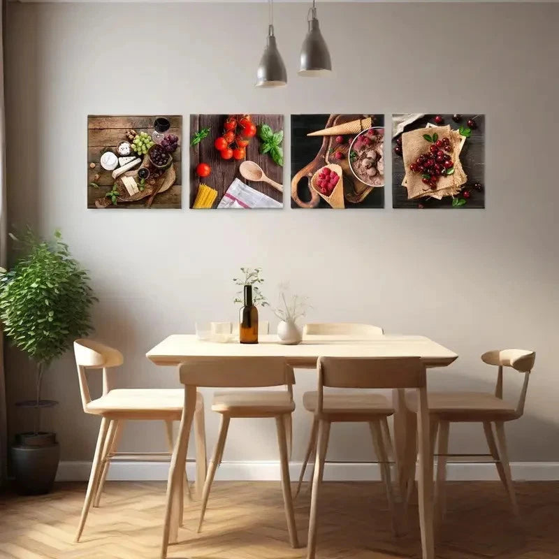 4pcs Colorful Fruit Wall Art Canvas Framed