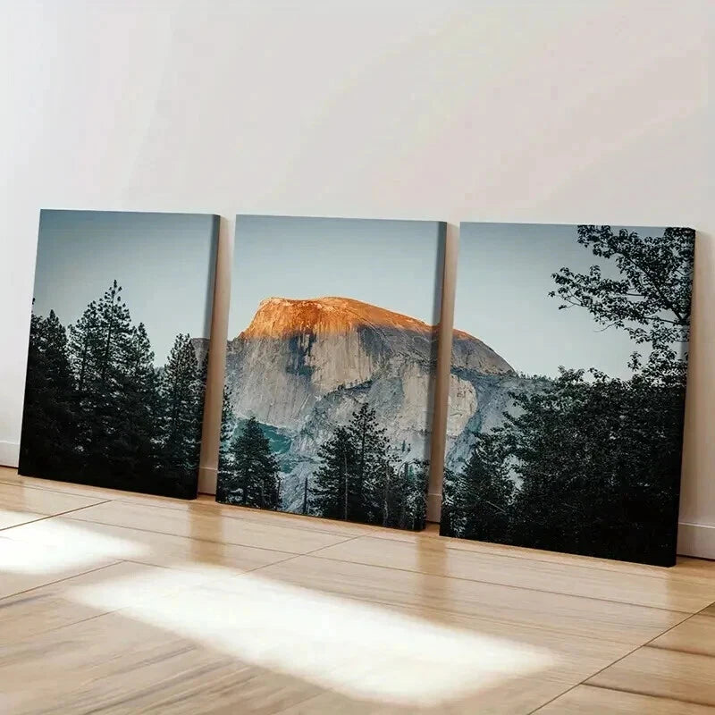 3pcs Natural Spectacular Mountain Trees Modern Wall Art Set Canvas Framed 40x60cm - High Quality Print 100% Australian Made Wall Canvas Ready to Hang
