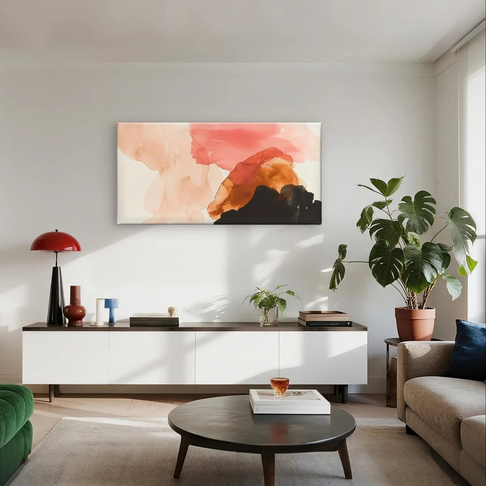 Minimalist Watercolour Colourful Wall Art Canvas Office Home Framed 120x60cm