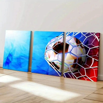 3pcs Sports Themed Football Goal Moment Wall Art Set Canvas Framed 40x60cm - High Quality Print 100% Australian Made Wall Canvas Ready to Hang