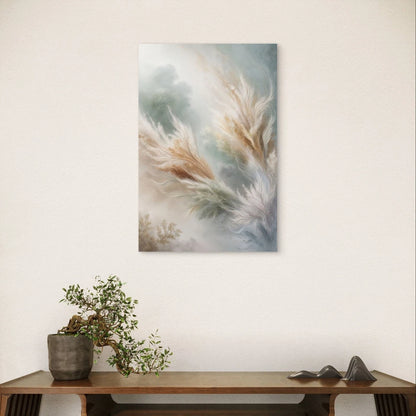 Soft Botanical and Feather Neutral Minimalist 40x60cm Metal Print Ready to Hang