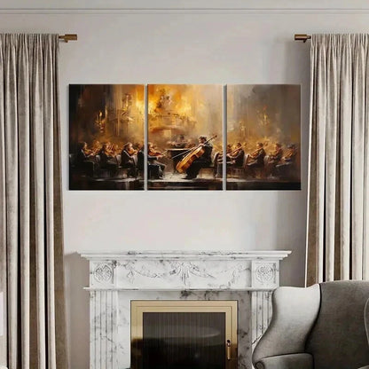 3pcs Symphony Orchestra Performance Wall Art Set Canvas Framed 40x60cm - High Quality Print 100% Australian Made Wall Canvas Ready to Hang