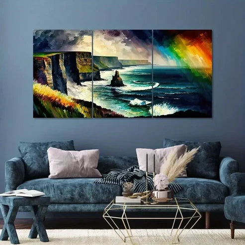 3pcs Beach Scene with Lush Greenery Wall Art Canvas Unframed - High Quality Print 100% Australian Made Wall Canvas