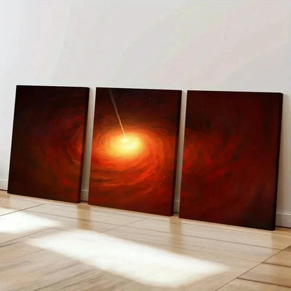 3pcs Universe Black Hole Vortex Modern Wall Art Set Canvas Framed 40x60cm - High Quality Print 100% Australian Made Wall Canvas Ready to Hang