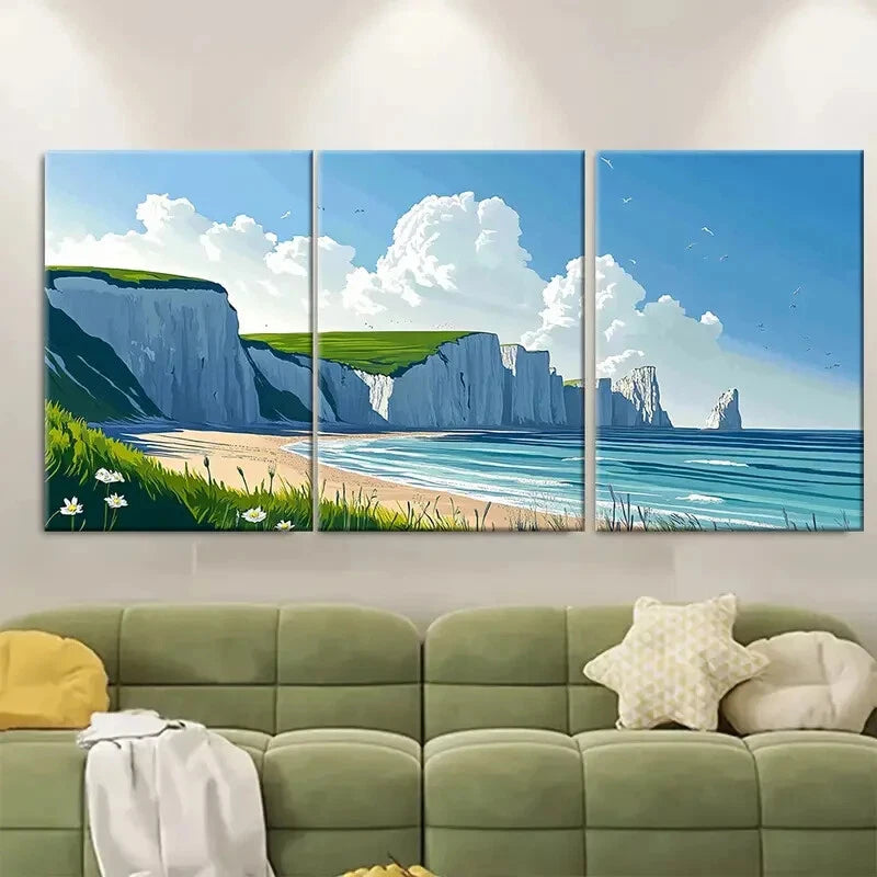 3pcs Seven Sisters English Coastal Metal Print Ready to Hang Art